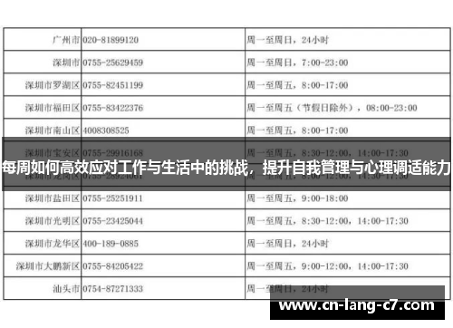 每周如何高效应对工作与生活中的挑战，提升自我管理与心理调适能力